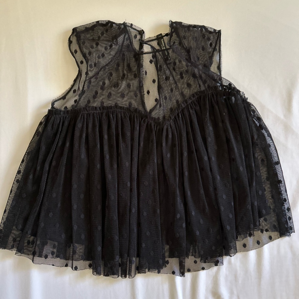 Black Sheer Polka Dot Blouse